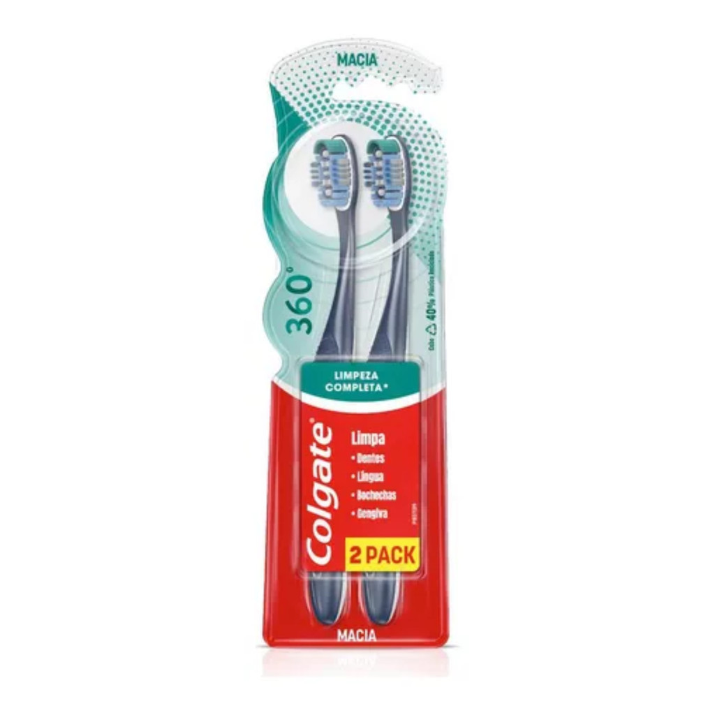 Escova Dental Macia Colgate 360° 2 Unidades | Shopee Brasil
