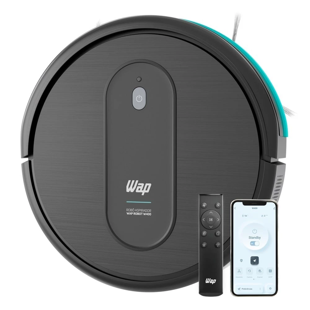 Robô Aspirador WAP Robot W400 com Controle Varre e Passa Pano