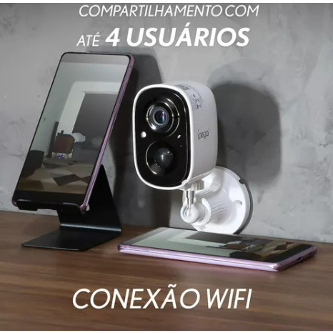 Camera De Segurança Ip Fhd Visão Noturna Sem Fio Com Bateria Cor branco
