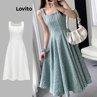 Lovito Vestido com Babados e Bordados de Renda Floral Elegante para Mulheres LNE13057 (Multicolorido)