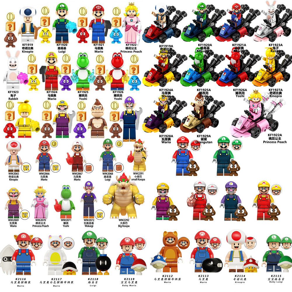 Figuras Dos Blocos De Construção Super Mario Yoshi Wario Luigi Kinopip Toy Minifigures