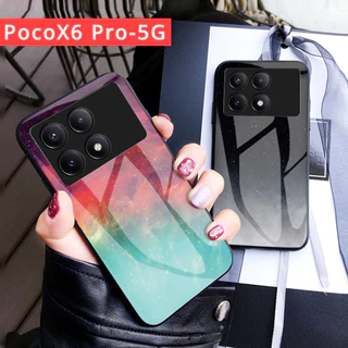 Para Xiaomi Poco X6 Pro X6Pro 5G 2024 Caixa Telefônica PocoX6 PocoX6Pro Starry Sky Glass À Prova De Choque De Vidro Proteção Contra Queda Tampa Traseira Temperado
