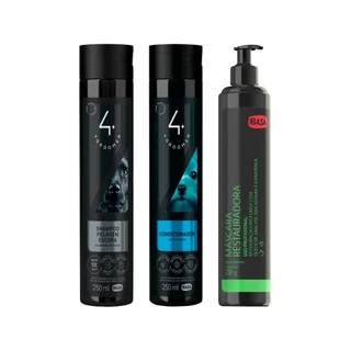 Shampoo Pelagem Escura 250ml + Cond. 250ml + Máscara Restauradora 230g - Ibasa