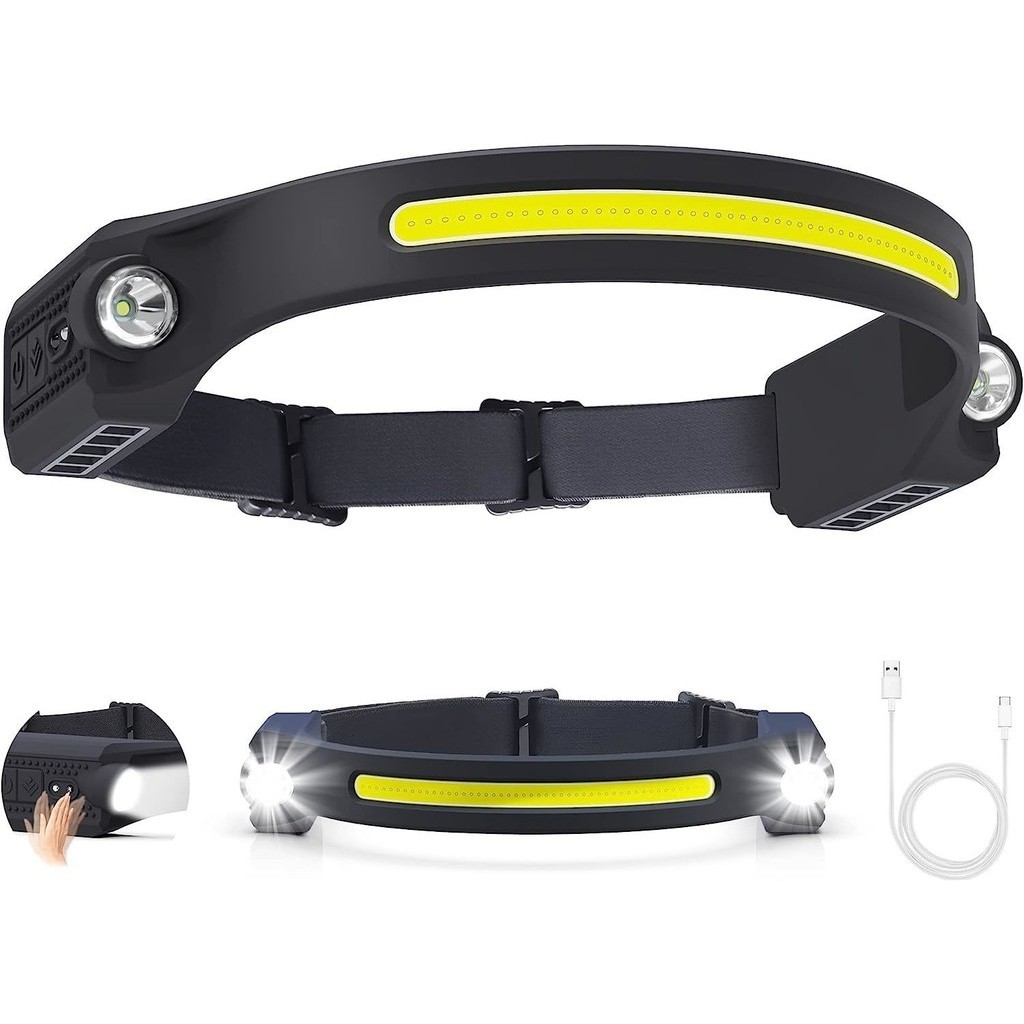 Lanterna de Cabeça Recarregável Led Corpo Motion Camping Torch Light Lamp Com Usb