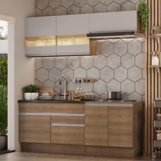 Armário de Cozinha Completa 200cm Rustic/Crema Glamy Madesa 07