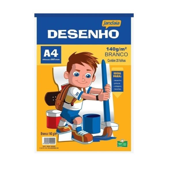 Bloco De Desenho A4 Branco 140g Pacote C20 Folhas Jandaia Shopee Brasil 9813