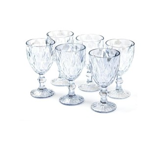 Jogo 6 Taça Diamante Copo Vidro Transparente Bico De Jaca 330ml