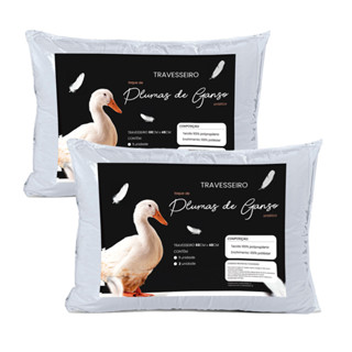 Kit 4 Travesseiro Pluma de Ganso Toque Macio Confortavel