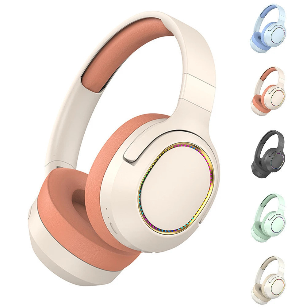 P2963 Fone de ouvido sem fio com iluminação, redução de ruído, estéreo, fones de ouvido para computador, jogos, escritório, reunião com zoom, 350 mAh