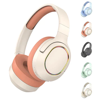 P2963 Fone de ouvido sem fio com iluminação, redução de ruído, estéreo, fones de ouvido para computador, jogos, escritório, reunião com zoom, 350 mAh