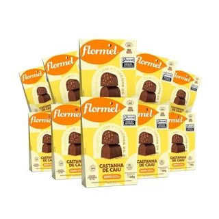 Kit Pouch Bombom Com Pedaços Castanha De Caju Flormel Zero Açúcar 60G Com 10 Unidades