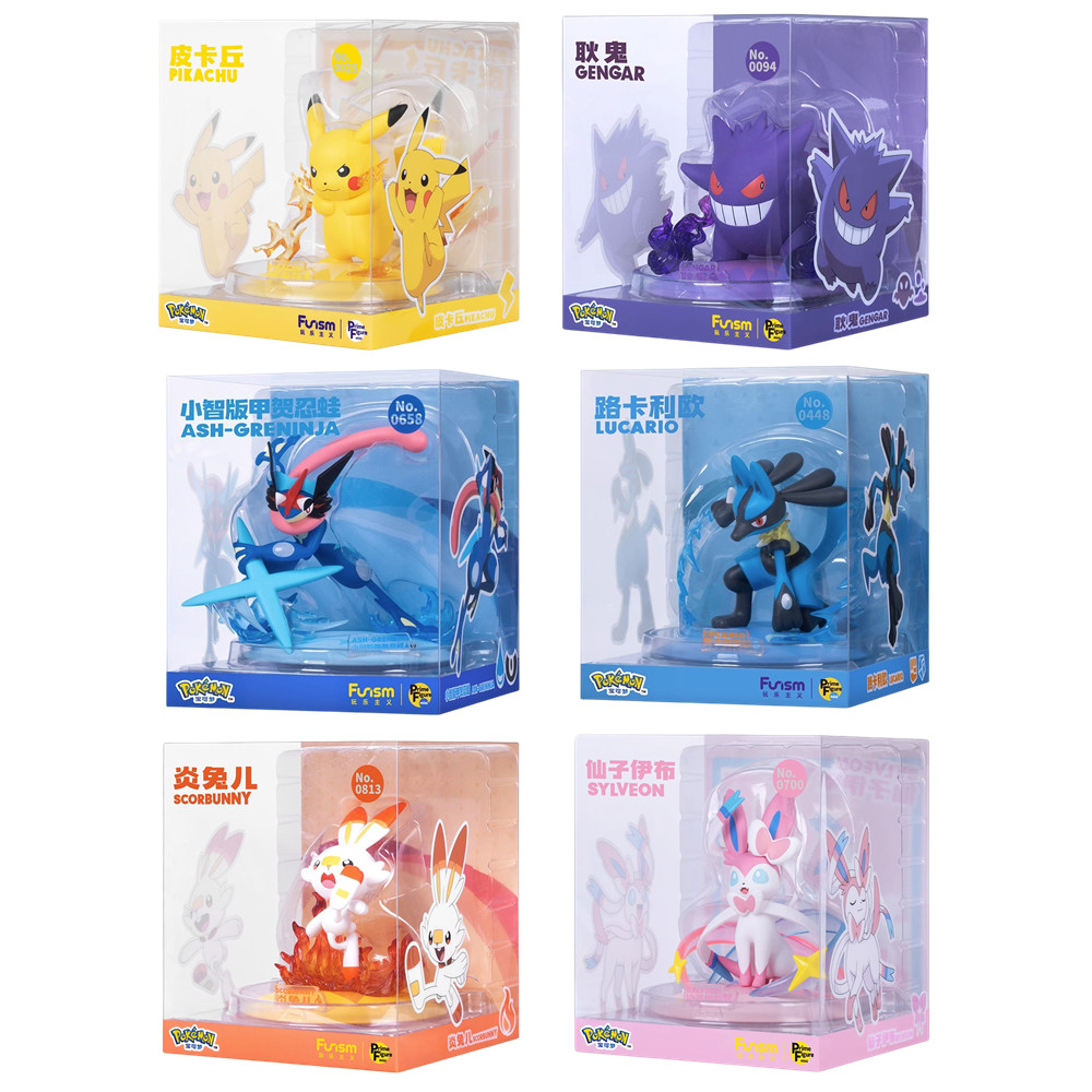 Caixa De Figuras Originais Pokemon Figurine Pikachu Gengar Sylveon Greninja lucario Anime Modelo Pocket Monster Toy Kids Gift