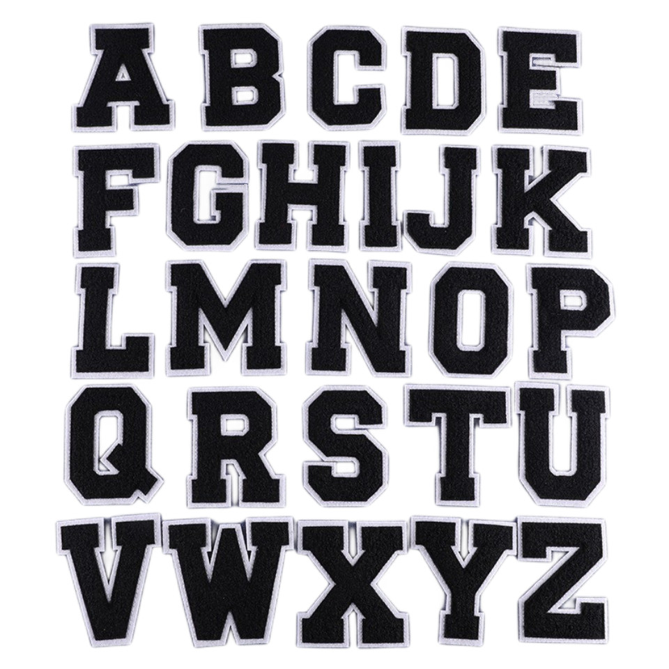 Adesivo De Feltro 8cm Toalha Preta Patches Inglês Carta Bordado Ford DIY Nome Craft Vestuário Capa Appliques Acessórios
