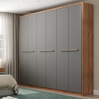 Guarda Roupa Casal 6 Portas Belmont Carraro Freijó/Titânio
