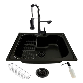 Cuba Gourmet Cozinha Aço Inox 50x40 Preta E Torneira Gourmet