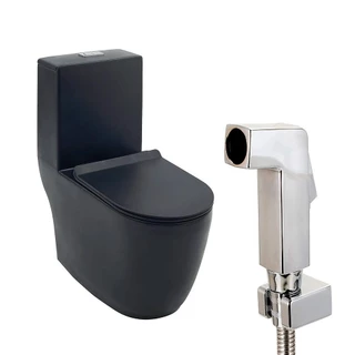 Vaso Sanitário Monobloco Amazonita e Ducha Higiênica para Banheiro Jacuí Pingoo - Preto e Prata em Oferta na Shopee