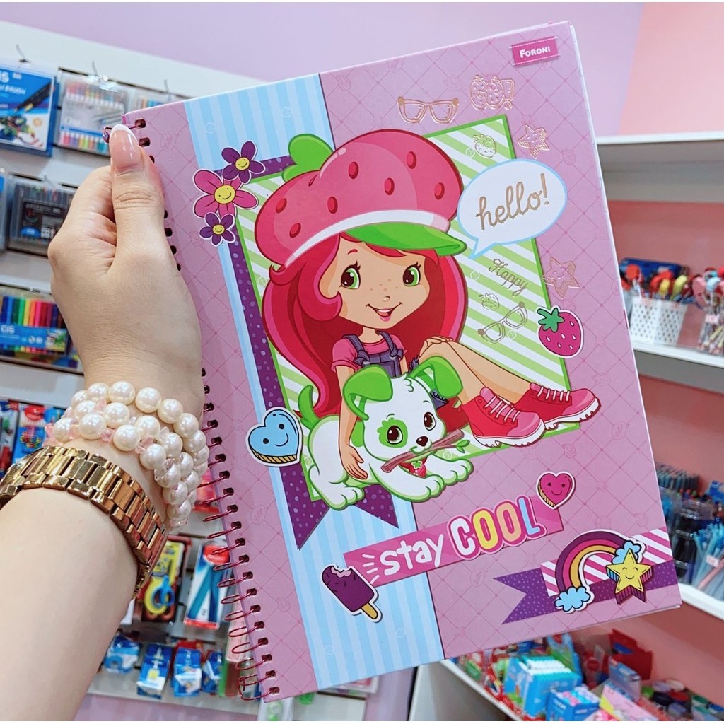 Caderno Universitário Moranguinho c/ Cheirinho Vintage 1 matéria 96f (ESCOLHA SUA CAPA)