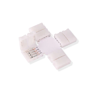 Conector Fita Led 10mm Tipo Cruz - 4 Vias - 5 unidades