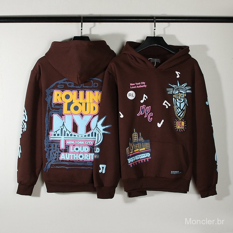 Moletom com Capuz Bordado Travis Scott Rolando Rap Unissex na Moda ...