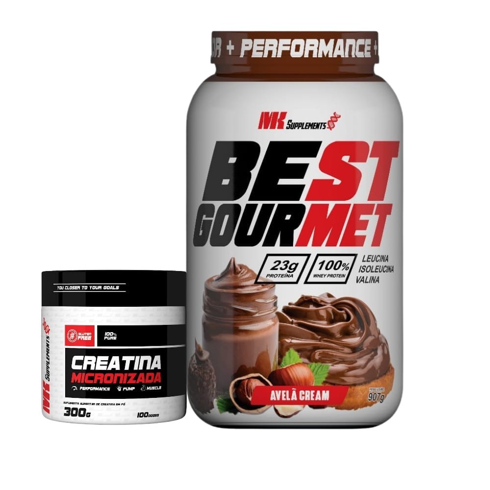 Kit Whey Protein Best Gourmet Pote 907g + Creatina Micronizada 300g ...