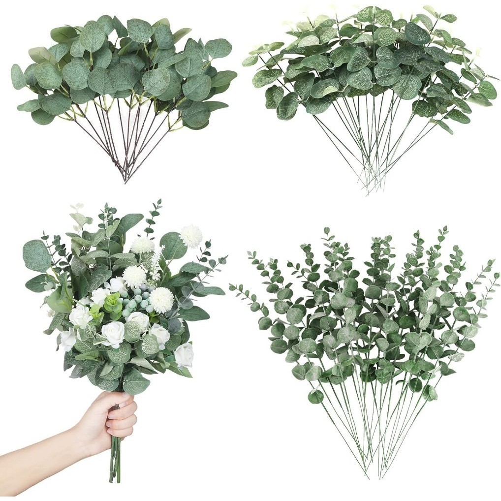 1pc De Eucalipto Artificial Folhas Falsas Para Vaso De Casamento Decoração Floral (Verde Ouro Preto Vermelho)