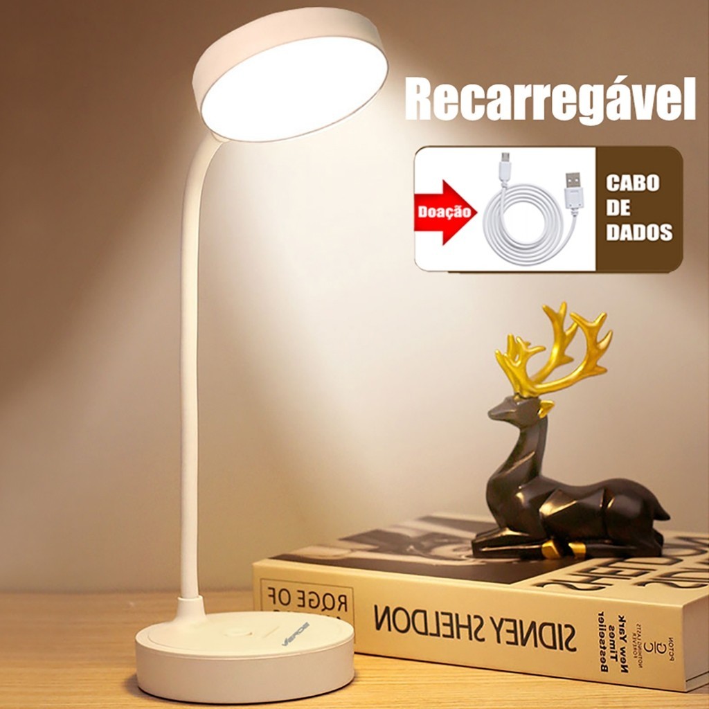 Luminária De Mesa Recarregável Led Com Proteção Os Olhos Usb Iluminaria Abajur Lâmpada De Mesa Para Quarto Dormitório - Abcshop