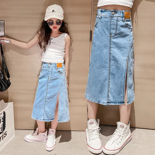 Crianças roupas meninas saia jeans saia de verão médio grande crianças frito rua Wear crianças mais magro olhar saia
