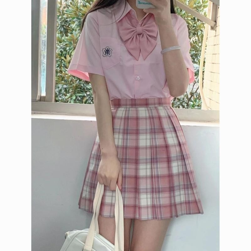 Camisa Bordadada Estilo Japonês Preppy Style jk Camisa Bordada Estilo Japonês Verão 2023 Camisa de Manga Solta com Meia Manga Top Chic Trendy