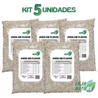 KIT 5 Aveia em Flocos Integral 1kg - NATURS