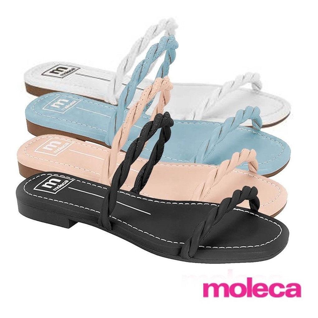 Sandália Rasteira Feminina Tirinha Trançada Moleca 5435.426 | Shopee Brasil