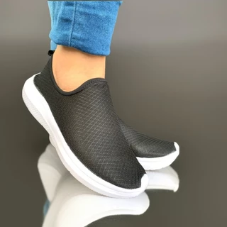 Tenis Feminino Sem Cardaço Preto Confortável - Tênis Meia para Caminhada Corrida e Academia