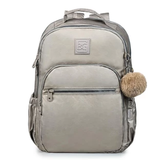 Mochila Escolar Juvenil Feminina Perolada Cinza
