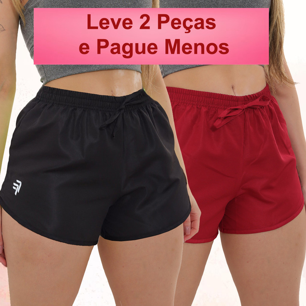 Kit 2 Short Feminino Tactel Levinho Liso para usar em Academia Praia Caminhada