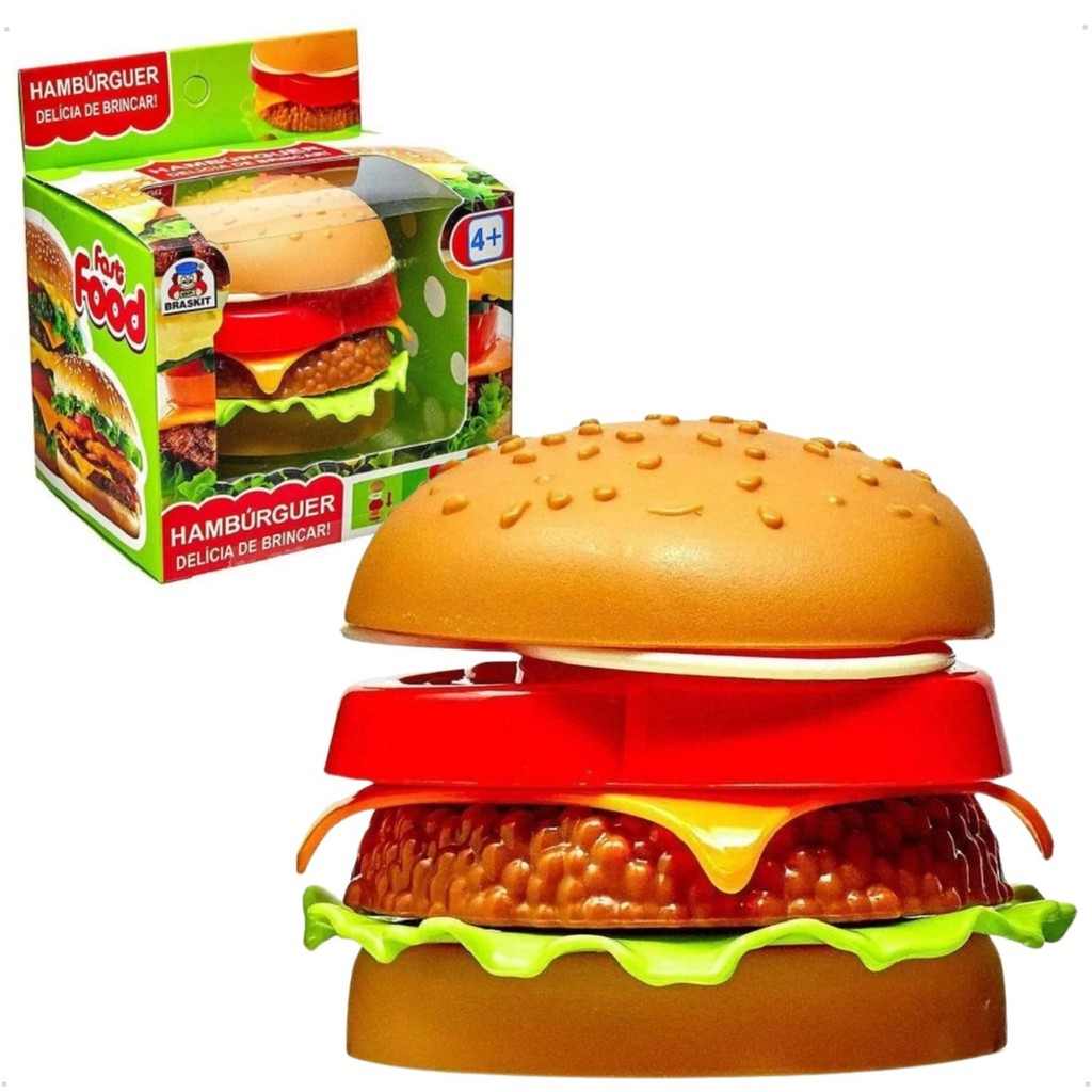 Brinquedo Fast Food Hambúrguer Com 7 Peças Braskit 8606 | Shopee Brasil