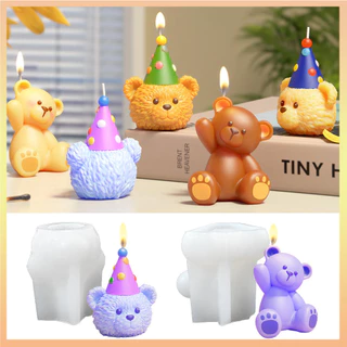 DIY Aniversário Urso Bolo De Decoração Cola Molde Ins Vento Aromaterapia Ornamento Vela De Silicone em Oferta na Shopee