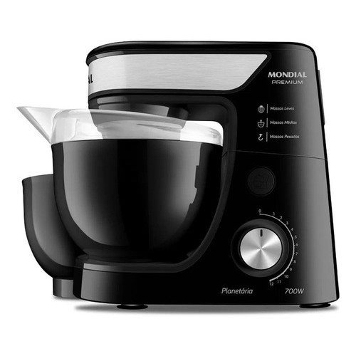 Batedeira Planetária Mondial 700w 12 Velocidades 4,5l Preto Fazer Bolo Massas