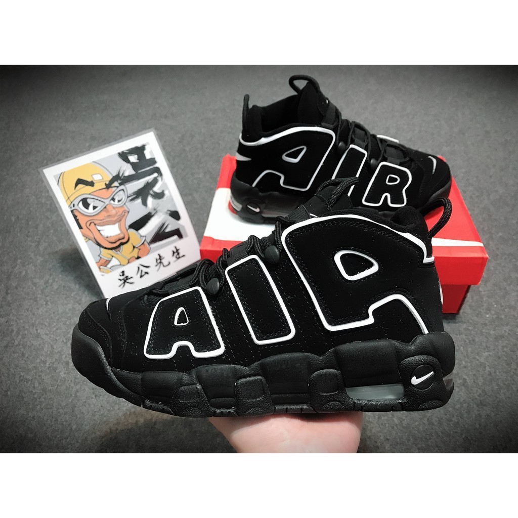 Alta Qualidade Nike AIR AIR More Uptempo Preto Branco Preto Grande Almofada Refletiva AIR Tubo Alto 414962-002