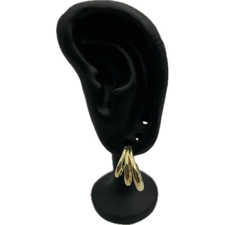 Conjunto Brinco Semijóia Argola 3 voltas Banhada à Ouro