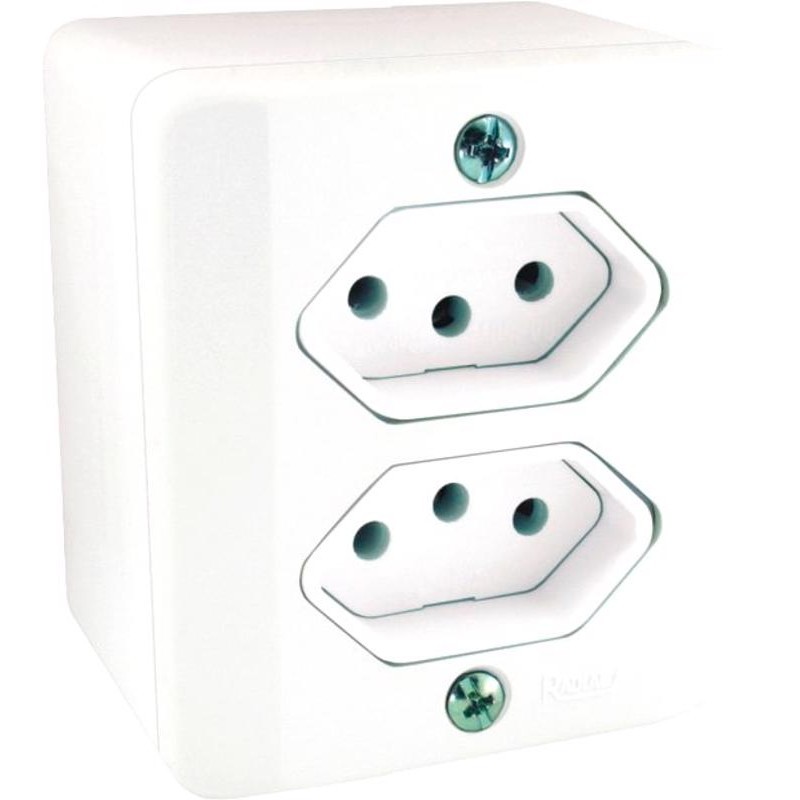 Tomada Dupla 2p+t Sistema X 10a Radial C/ Caixa Externa | Shopee
