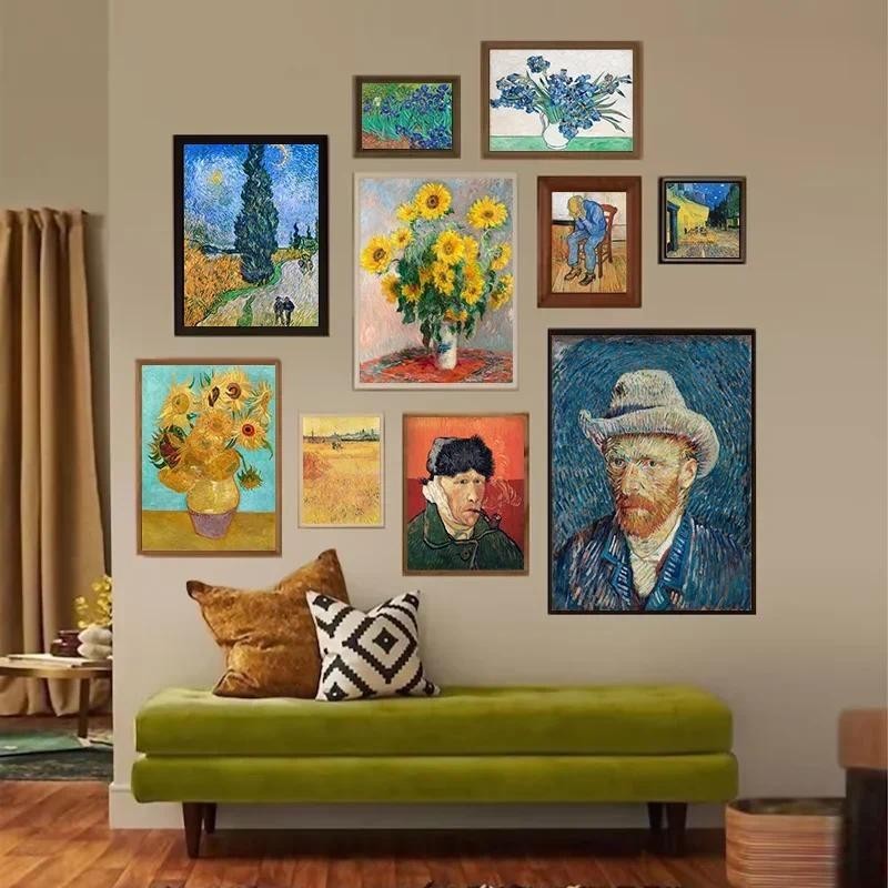 Van Gogh Starry Night Retrato Noturno Arte Abstracta De Parede Girassol Campo Impressão De Pôsteres Corredor Do Quarto Pintura Em Tela Decoração De Casa