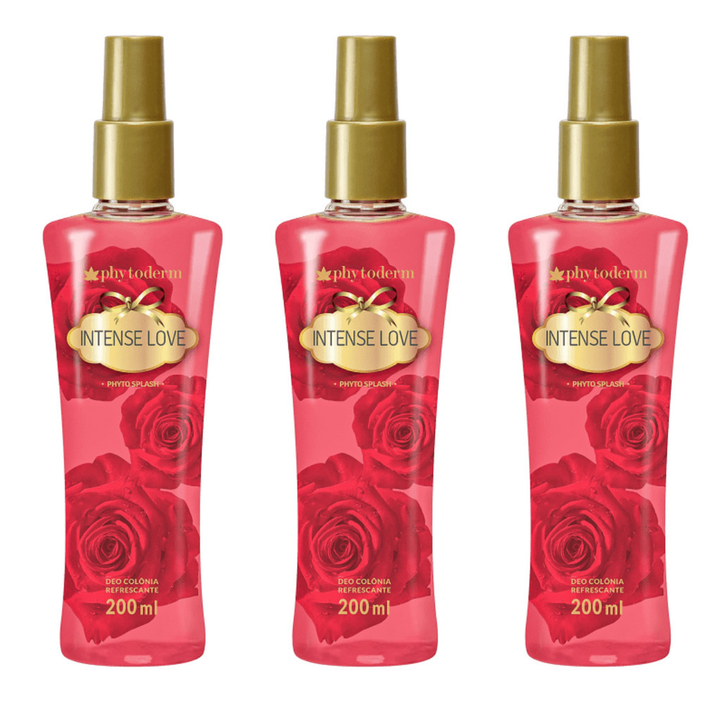 Kit com 3 Phytoderm Intense Love Deo Colônia Body Spray - 200ml