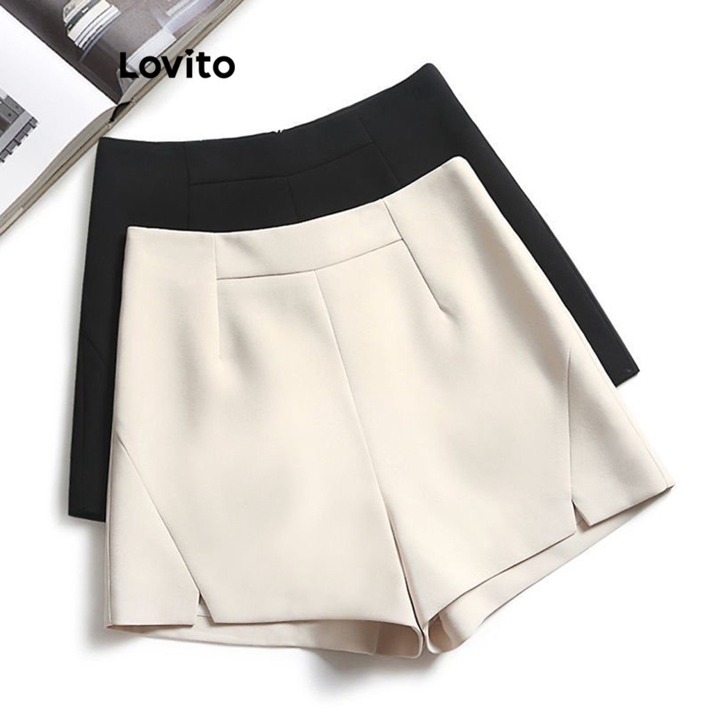 Short Lovito Y2K Simples com Fenda Frontal para Mulheres