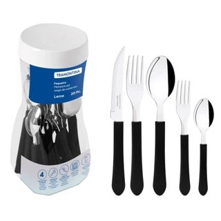 Faqueiro Tramontina Leme 20 peças Jogo de talheres Tramontina inox com cabo Garfo faca Colher Cozinha
