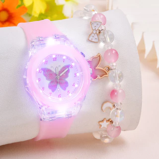 Kegllect Relógio de Quartzo Borboleta Trendy Cute Cartoon Beaded Pulseira Decorativa para Crianças e Meninas