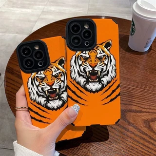 Marca De Moda Cabeça De Tigre Para Iphone 14 Pro Apple 15Promax Caixa Telefônica 11/12/13/14 Japonesa E Coreana Xr/Xsmax Macia De Pele De Carneiro Com Tudo Incluído