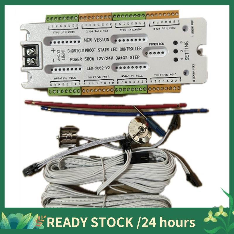 Escada LED Sensor De Movimento Luz DC12V/24V Noturna 32 Canais Evitar ...