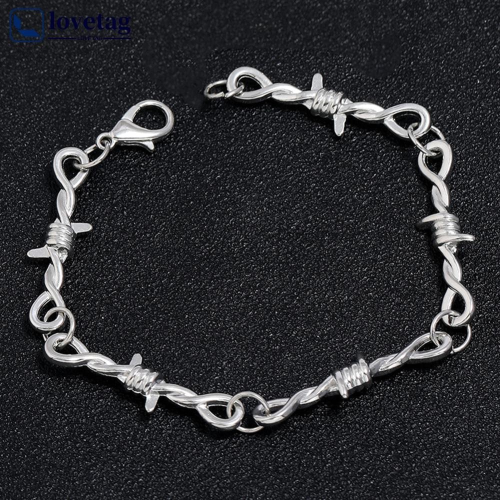 LOVETAG Creative Dark Manger Silver Bracelet Com Espinhos E Pulseira De Moda Masculina Feminina J5X2