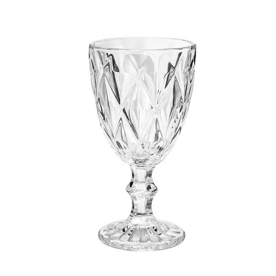 Taça Diamante Copo Vidro Transparente Bico De Jaca 340ml