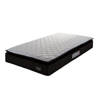 Colchão Solteiro Espuma D45 Pillow Top Strong 88x188x24cm Marrom/Branco Hellen - Suporta até 150kg por pessoa