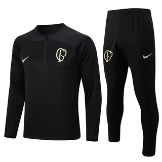 2023 Corinthians Paulista (SP) Fatos e Calças Pretas de Treino Esportivo Manga Longa